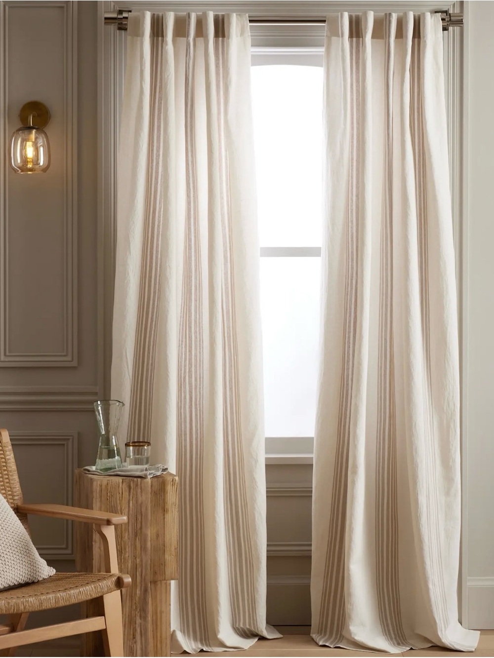 Quince Natural Cream Linen-Blend Curtain Panels